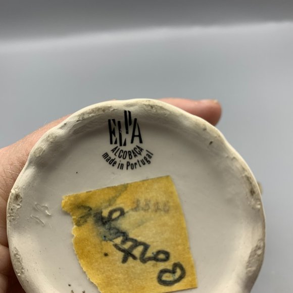 Vintage Elpa Alcobaca Gold Trimmed Floral Bud Vase Made in Portugal 6" High - Picture 8 of 13